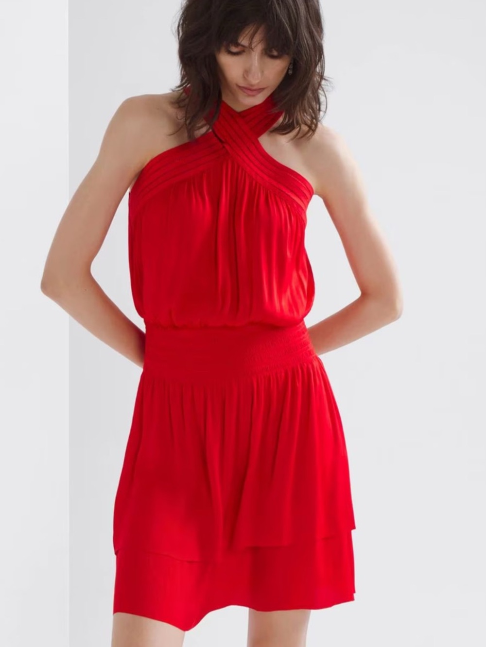 NWT WHBM Cross Halter Mini Dress SIZE M